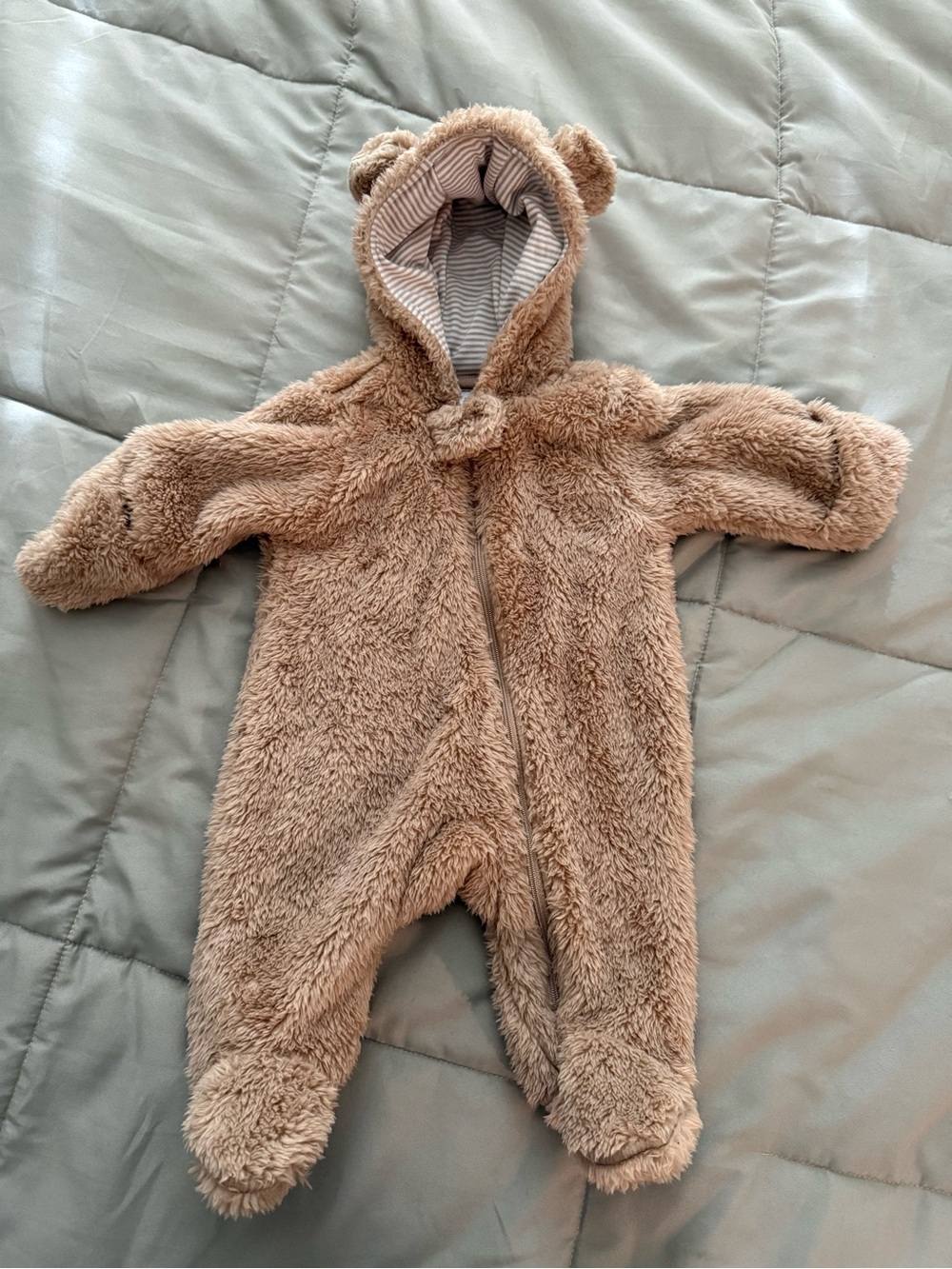 Carters Bear Fleece Baby One-Piece - Brown